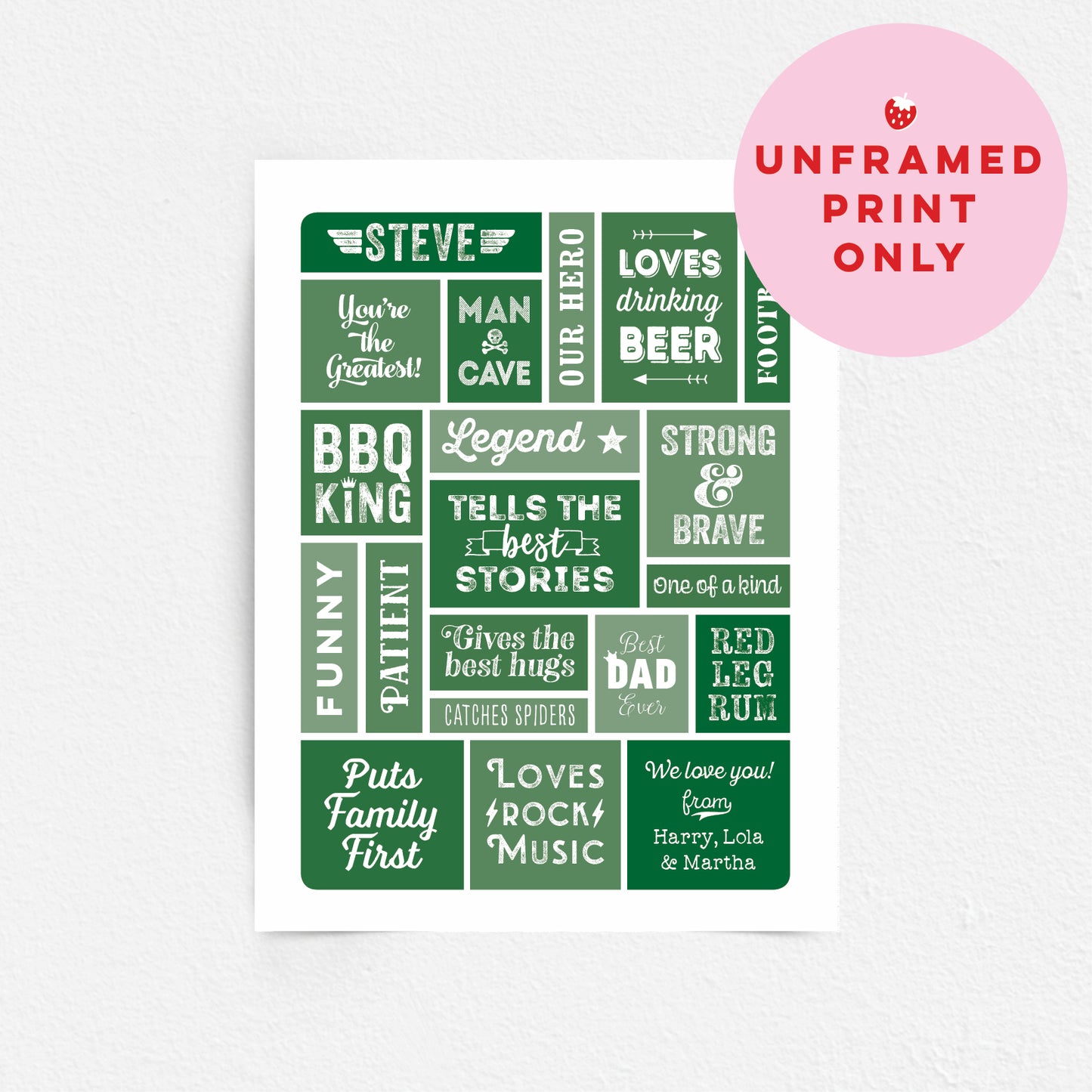 Custom Word Art Print - Retro Best Dad Details