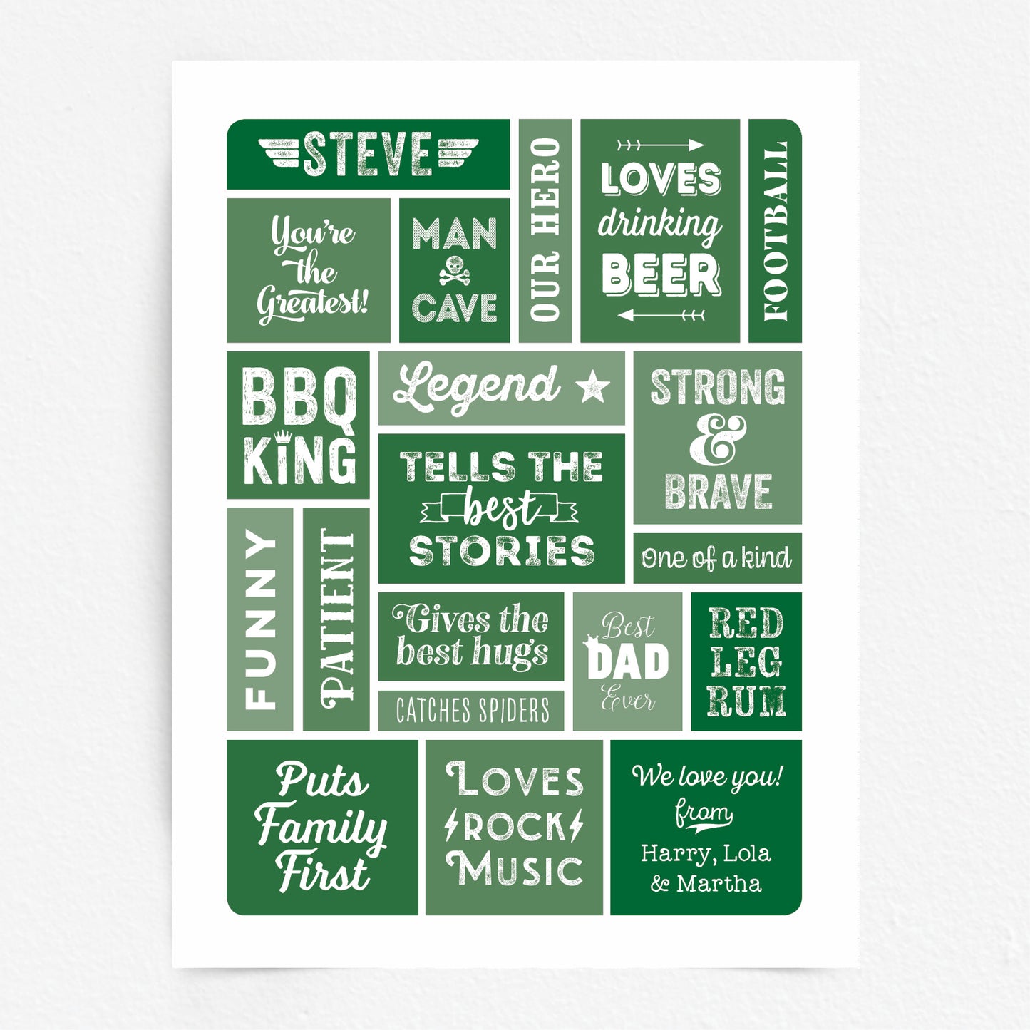 Custom Word Art Print - Retro Best Dad Details