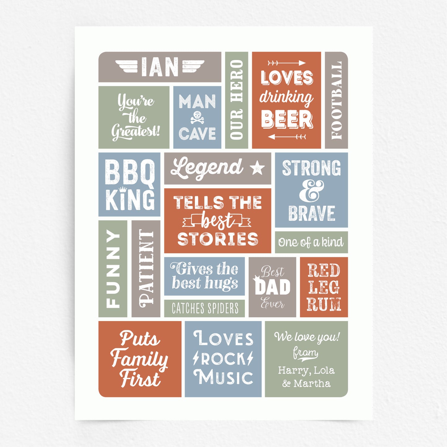 Custom Word Art Print - Retro Best Dad Details