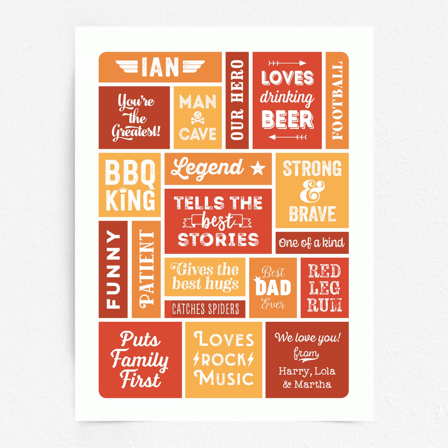 Custom Word Art Print - Retro Best Dad Details