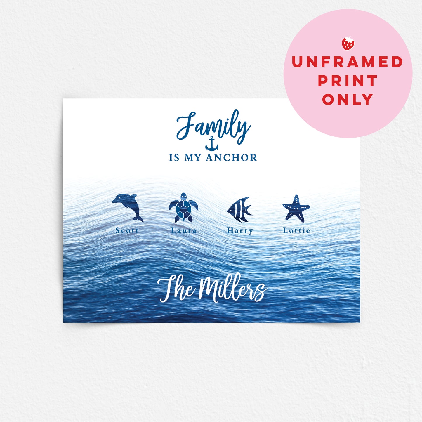 Custom Family Names Print - Nautical Sea Creatures