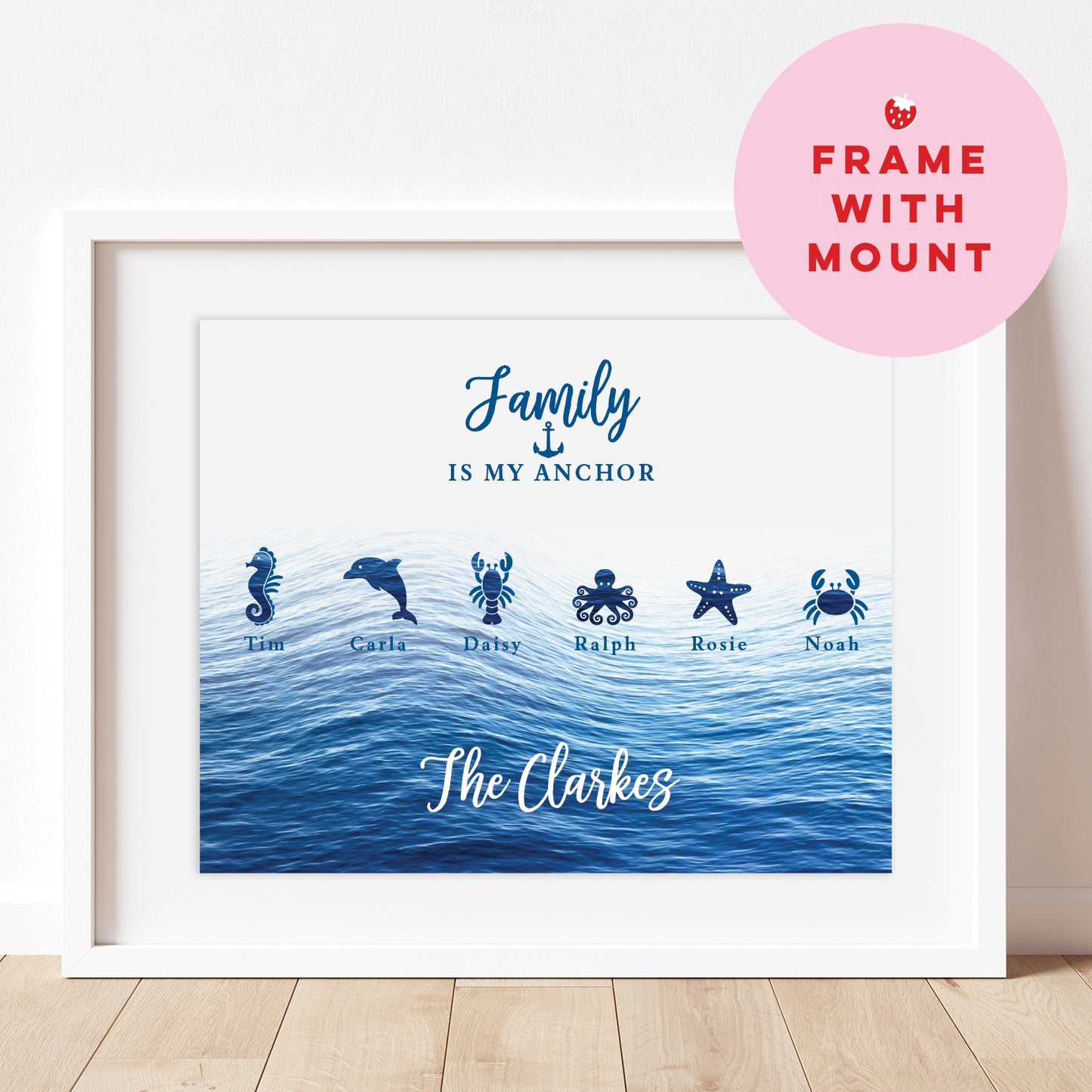 Custom Family Names Print - Nautical Sea Creatures