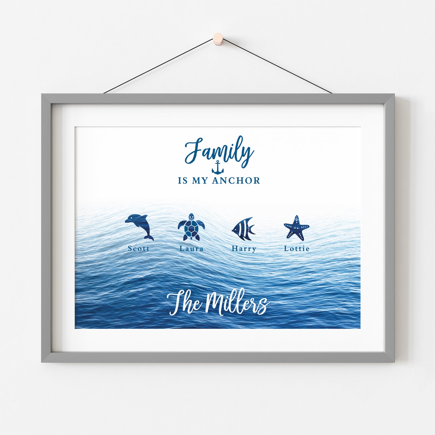 Custom Family Names Print - Nautical Sea Creatures