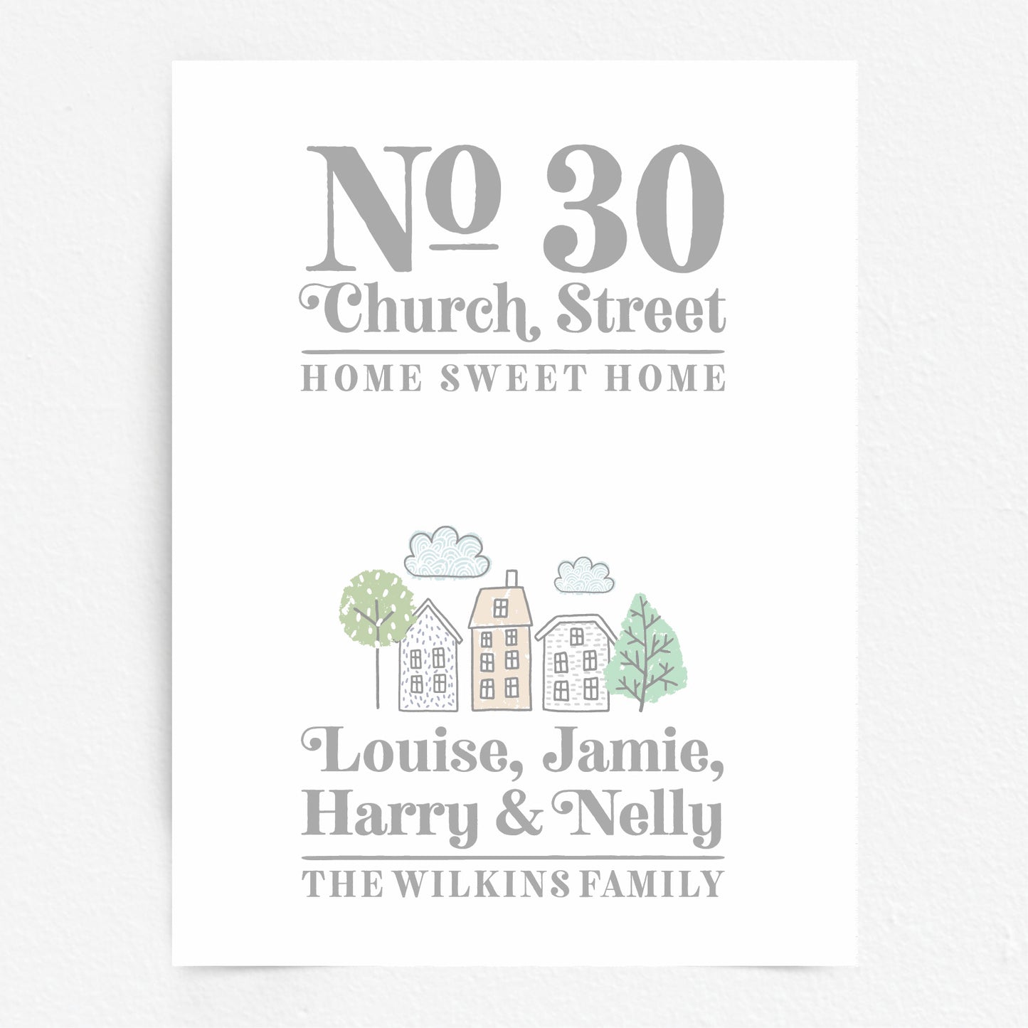 Custom Home Print - Address and Family Names