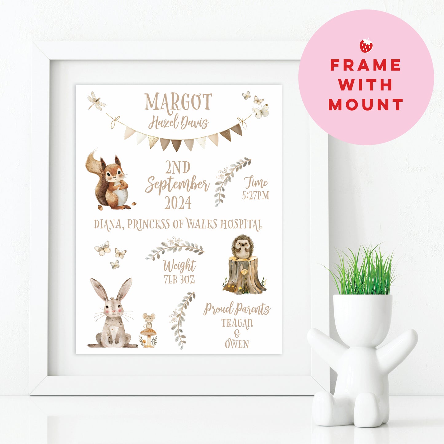 Custom Baby Print - Woodland Animals