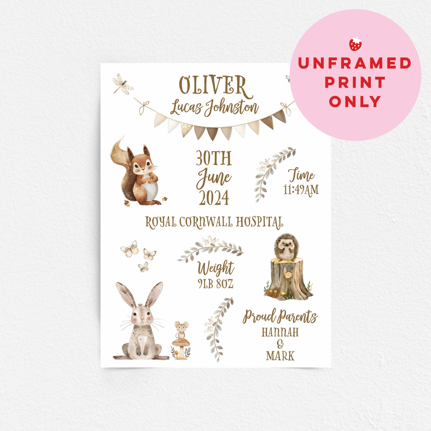 Custom Baby Print - Woodland Animals