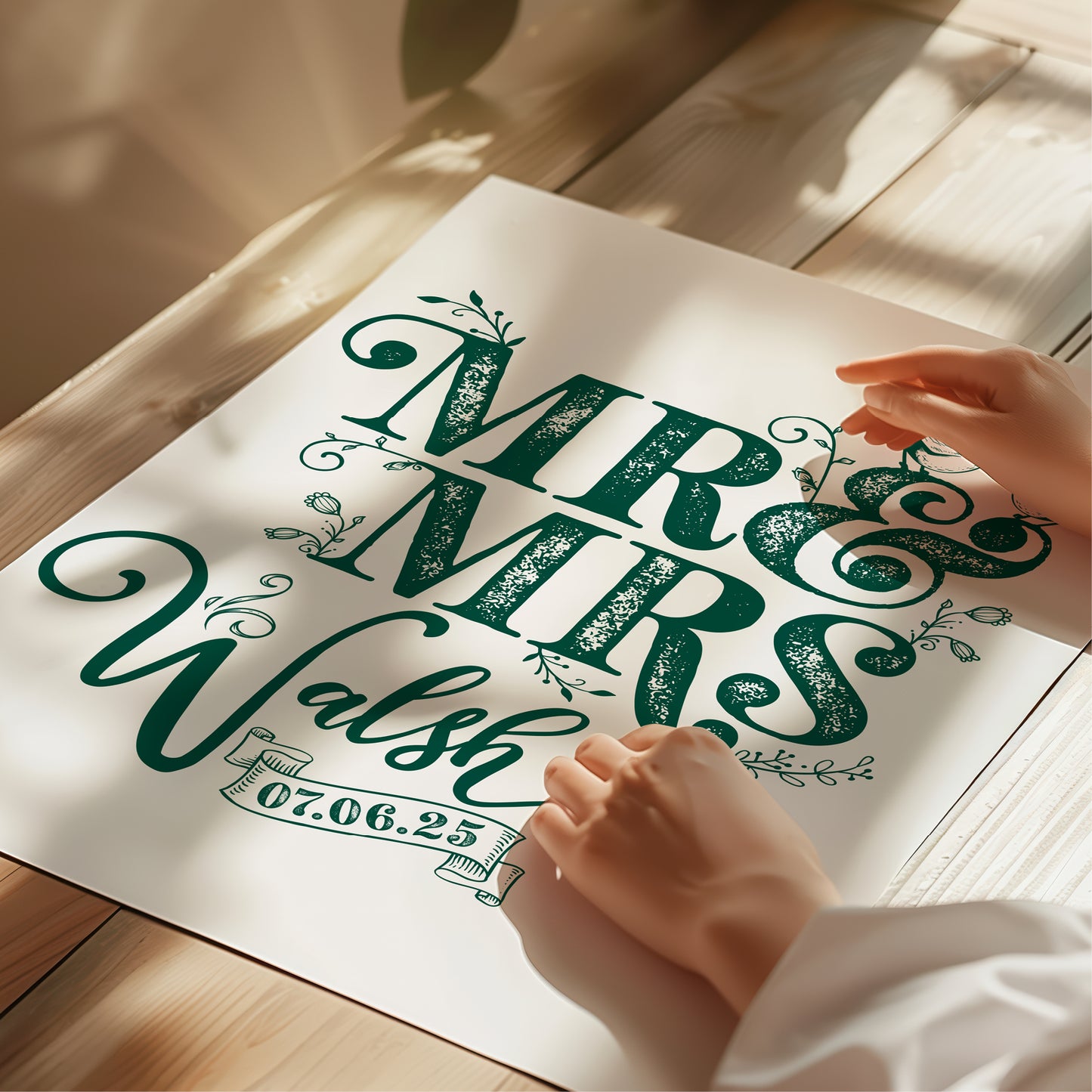 Custom Mr & Mrs Print - Rustic Love Birds