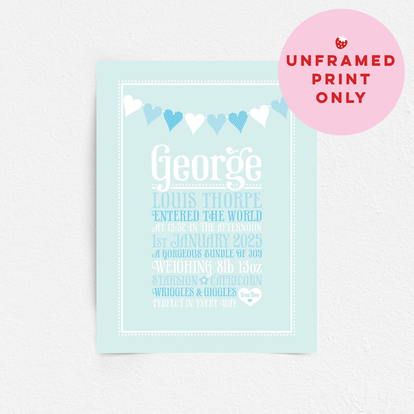 Custom Baby Print - Heart Bunting