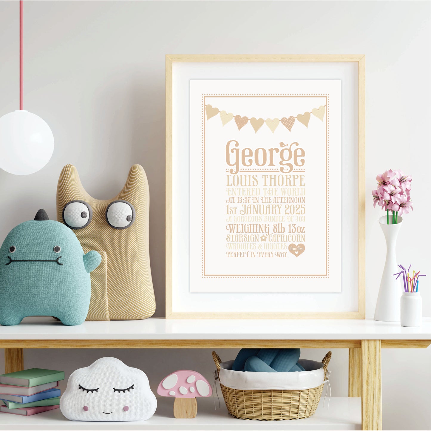 Custom Baby Print - Heart Bunting