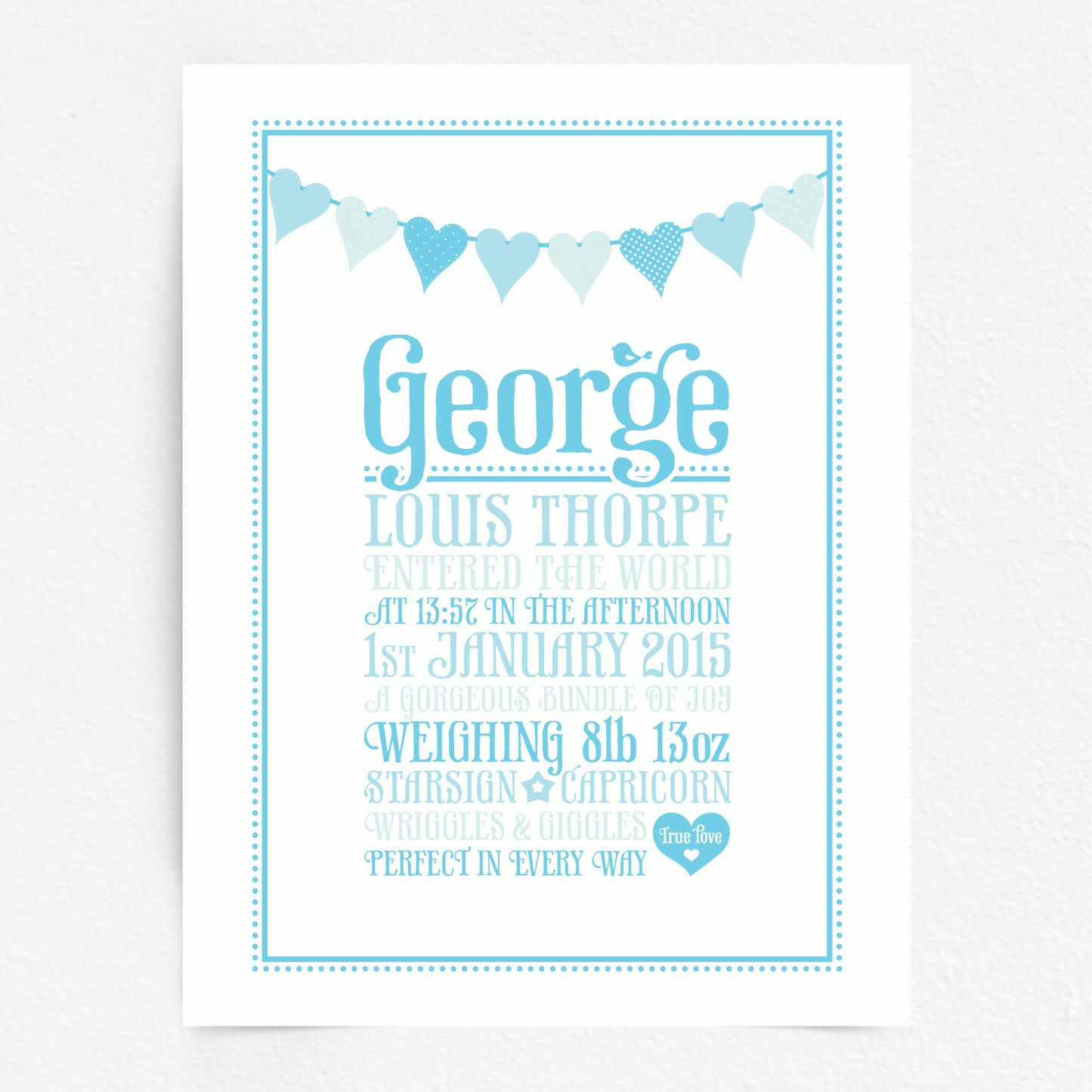 Custom Baby Print - Heart Bunting