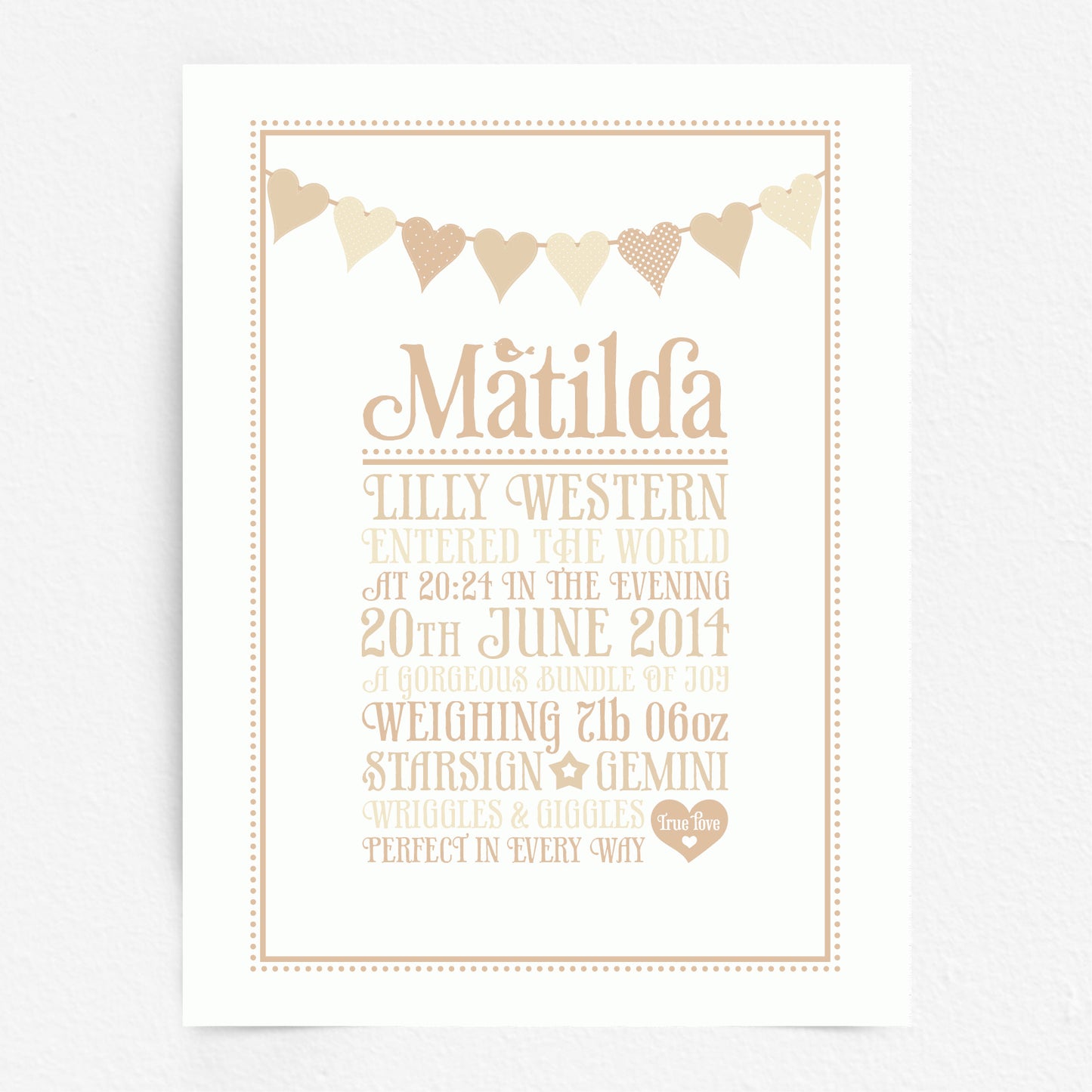 Custom Baby Print - Heart Bunting
