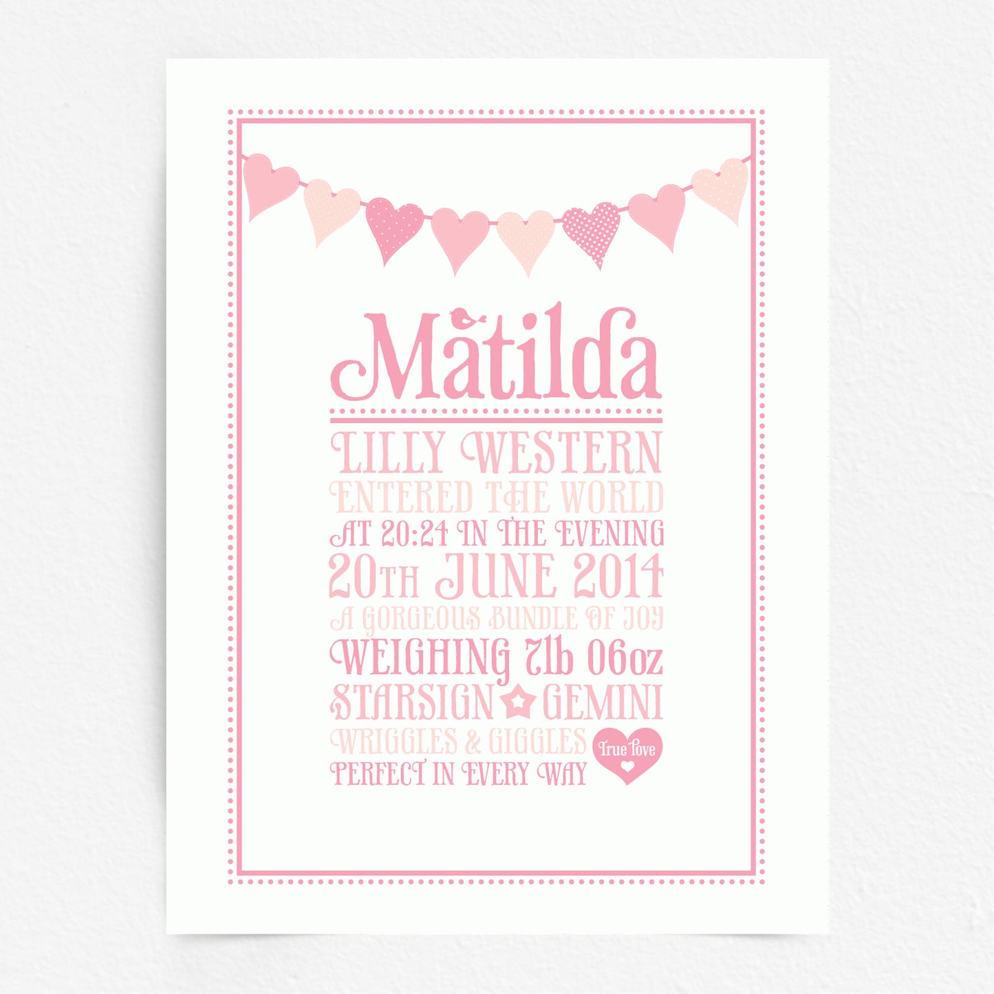 Custom Baby Print - Heart Bunting