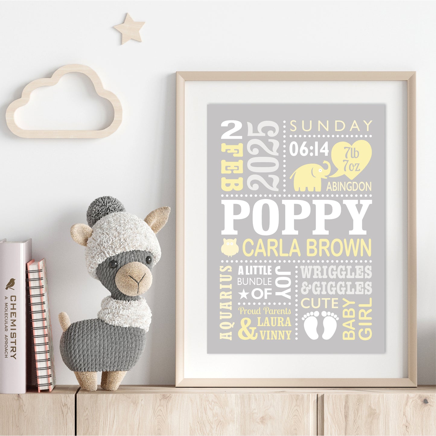 Custom Baby Print - Girl Cute Elephant