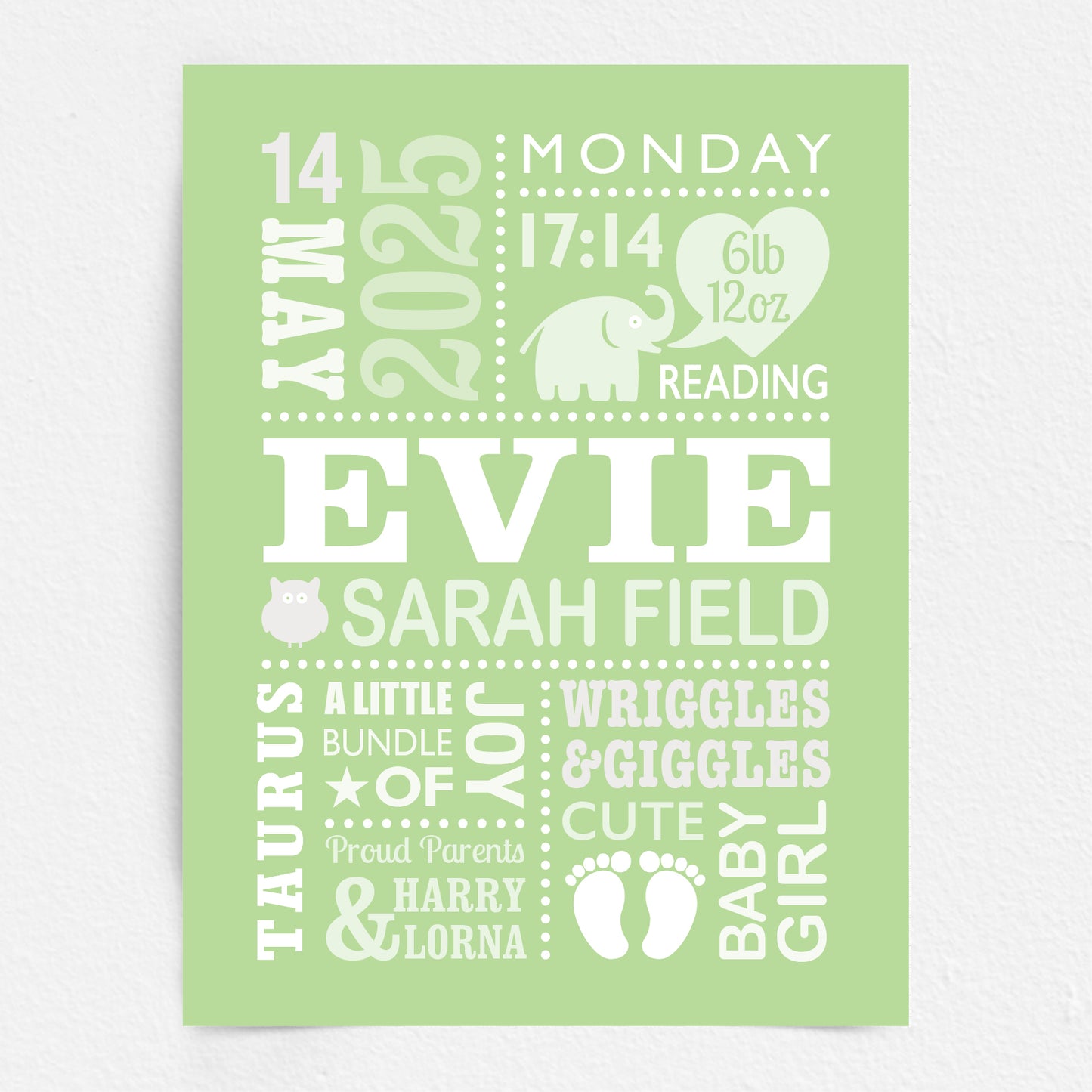 Custom Baby Print - Girl Cute Elephant
