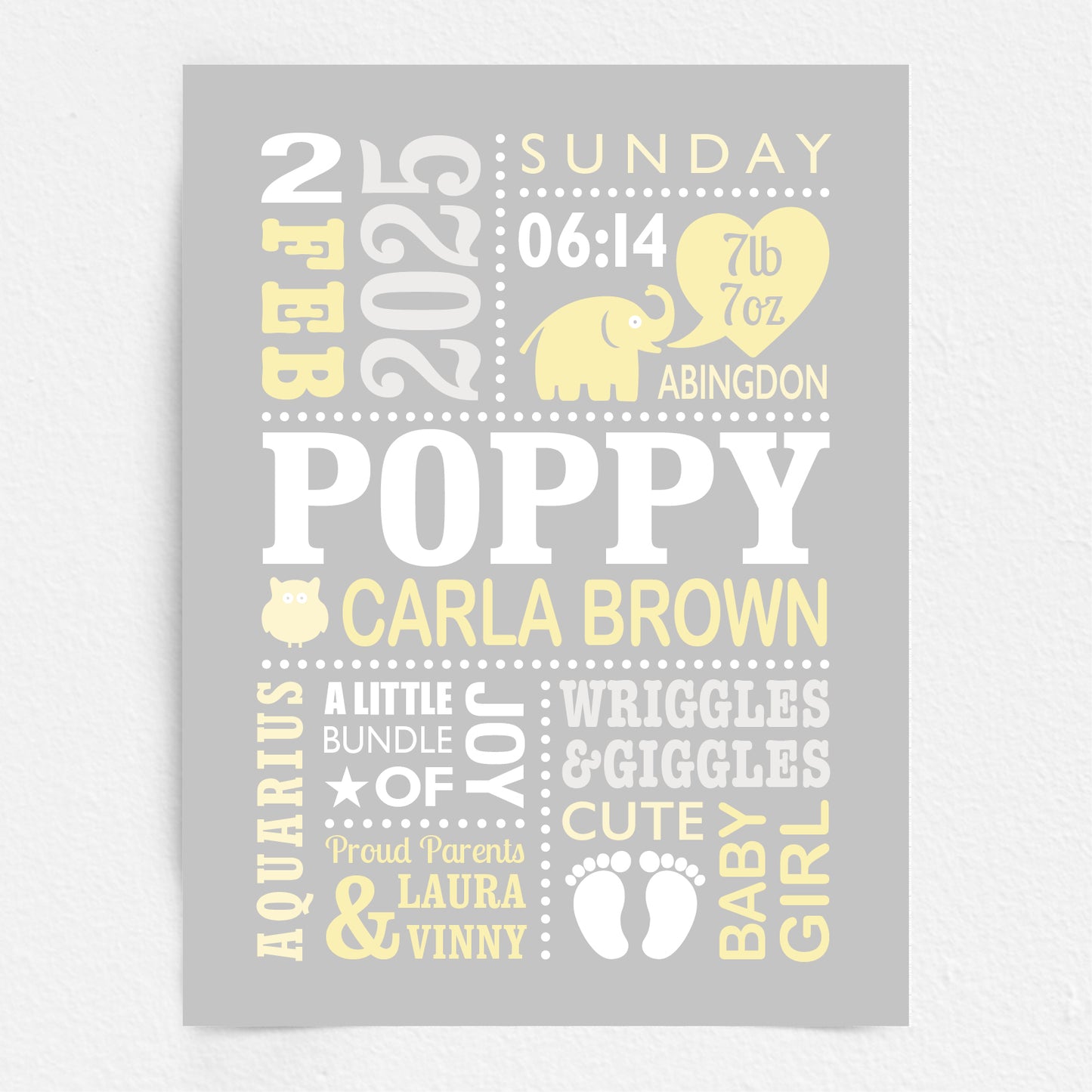 Custom Baby Print - Girl Cute Elephant