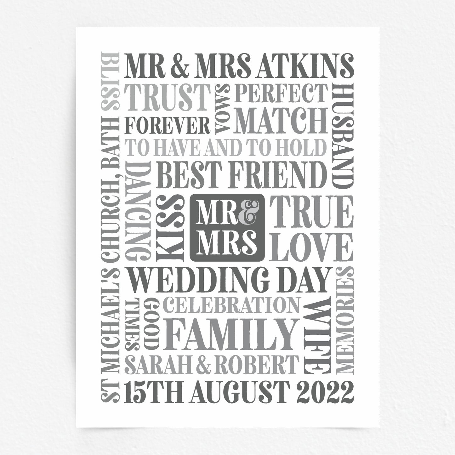 Custom Mr & Mrs Word Art Print