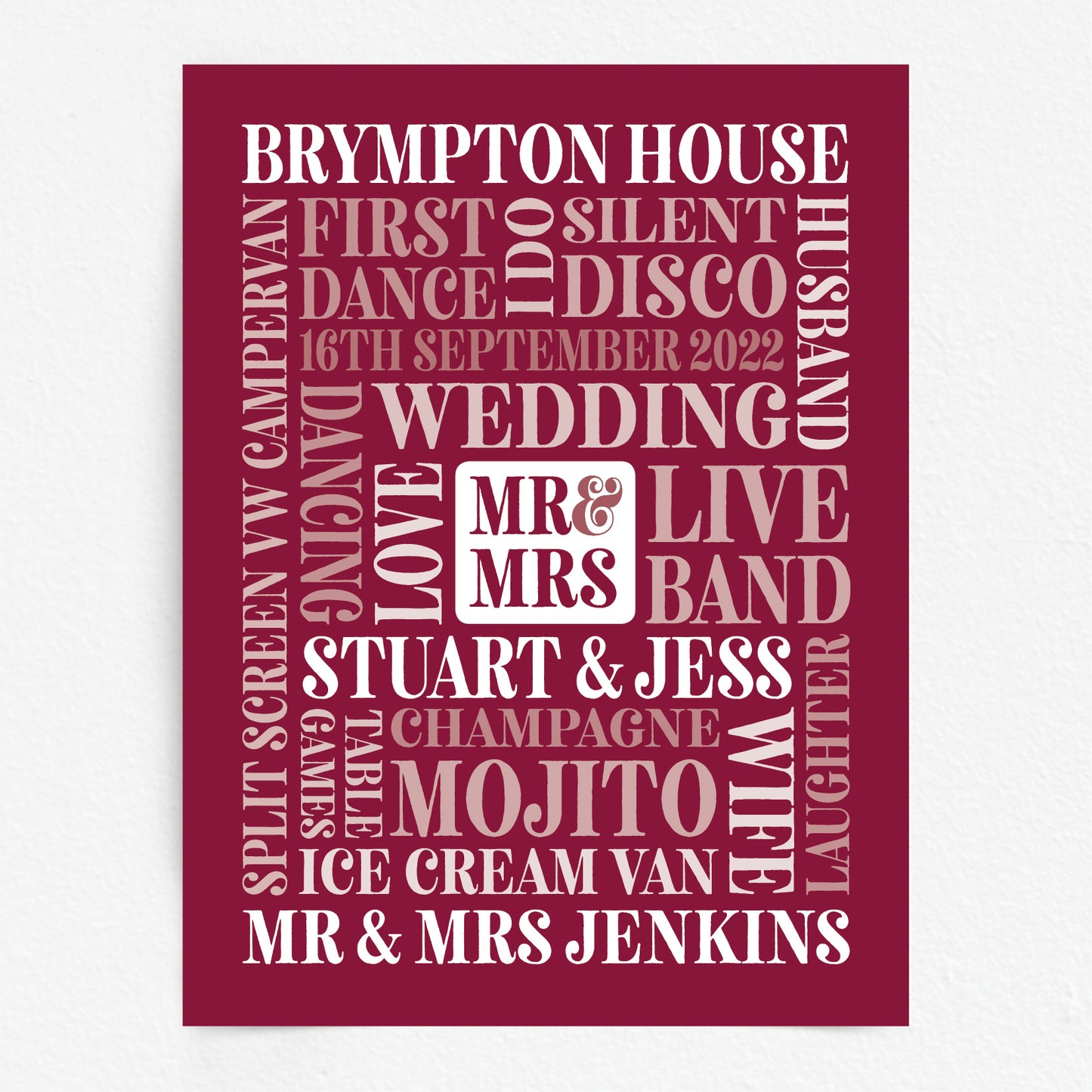 Custom Mr & Mrs Word Art Print