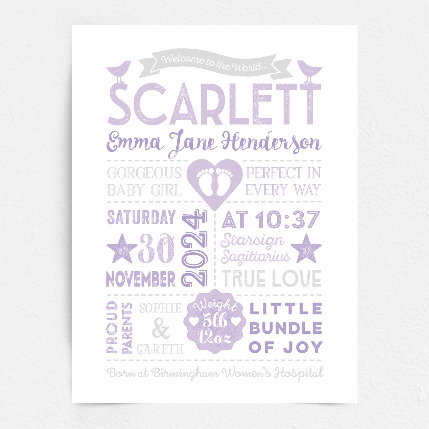 Custom Baby Print - Girl Retro Style