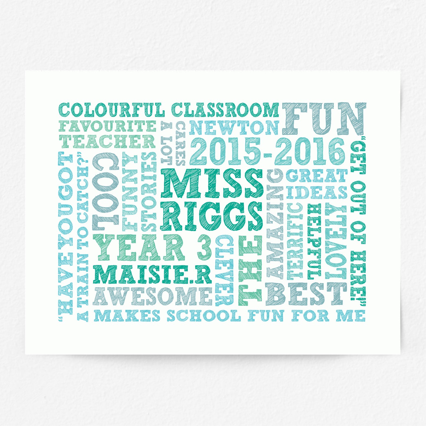 Custom Teacher Word Art Print