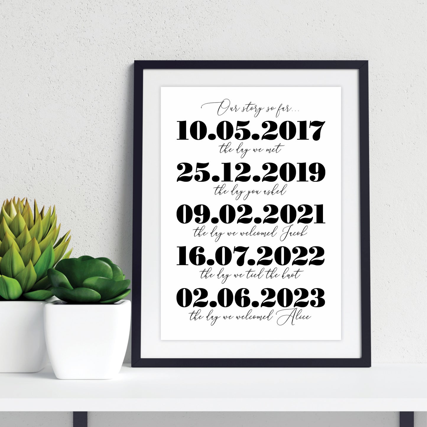 Custom Special Dates Print - Bold and Script List