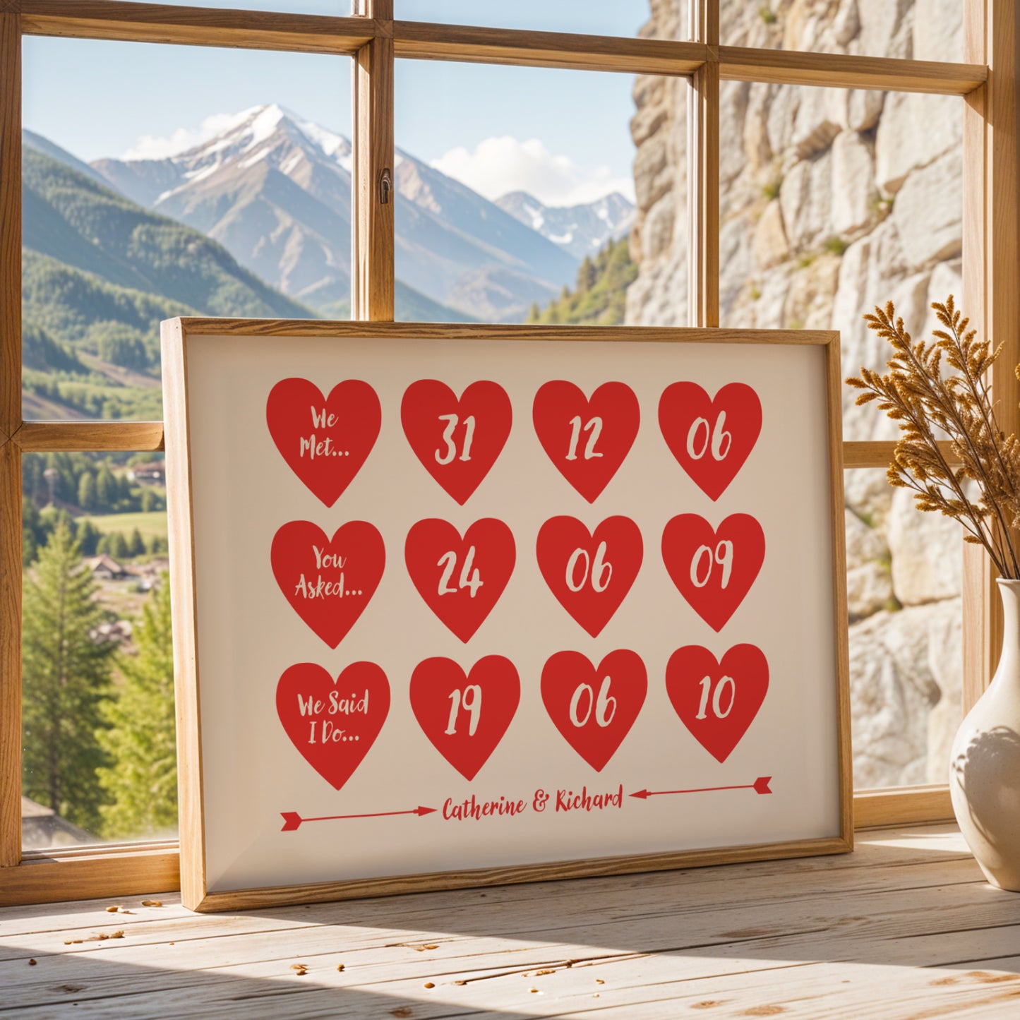 Custom Special Dates Print - Hearts