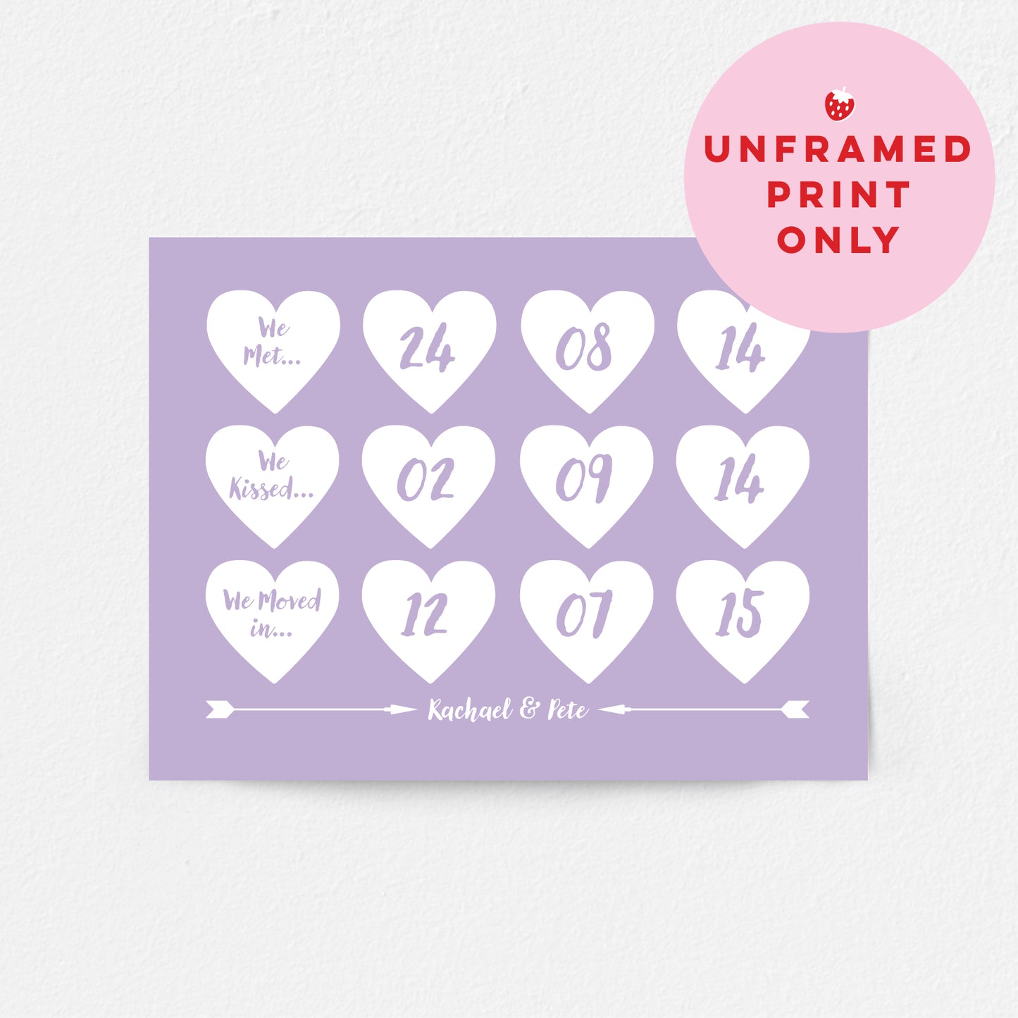 Custom Special Dates Print - Hearts