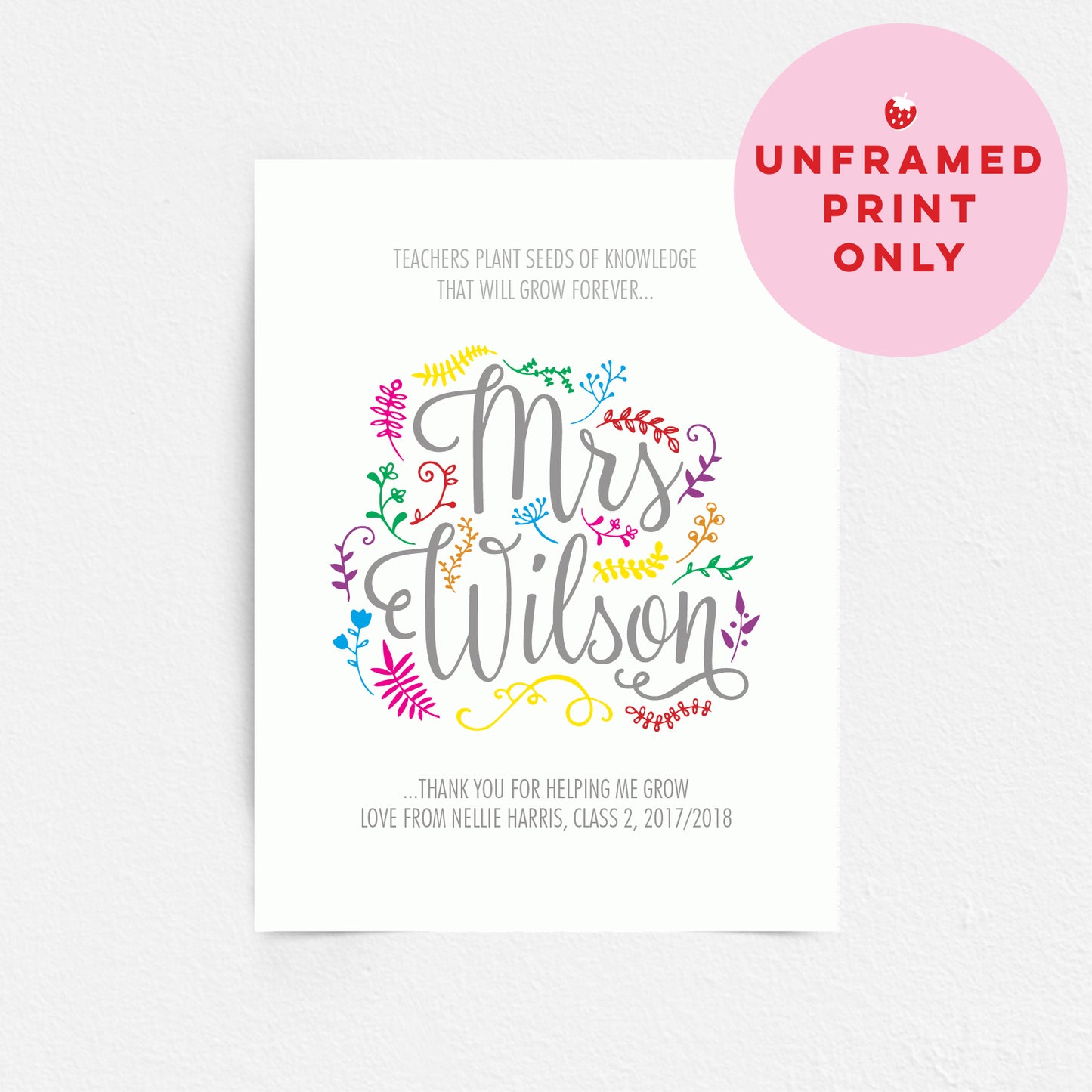 Custom Teacher Print - Thank you for helping me grow