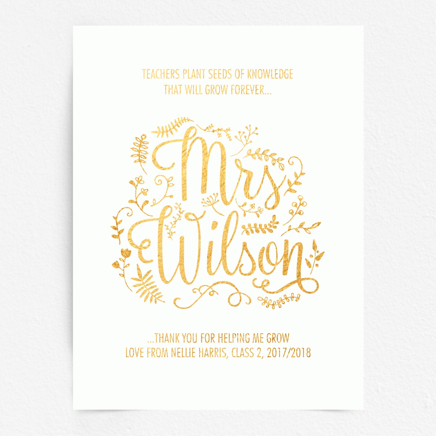 Custom Teacher Print - Thank you for helping me grow