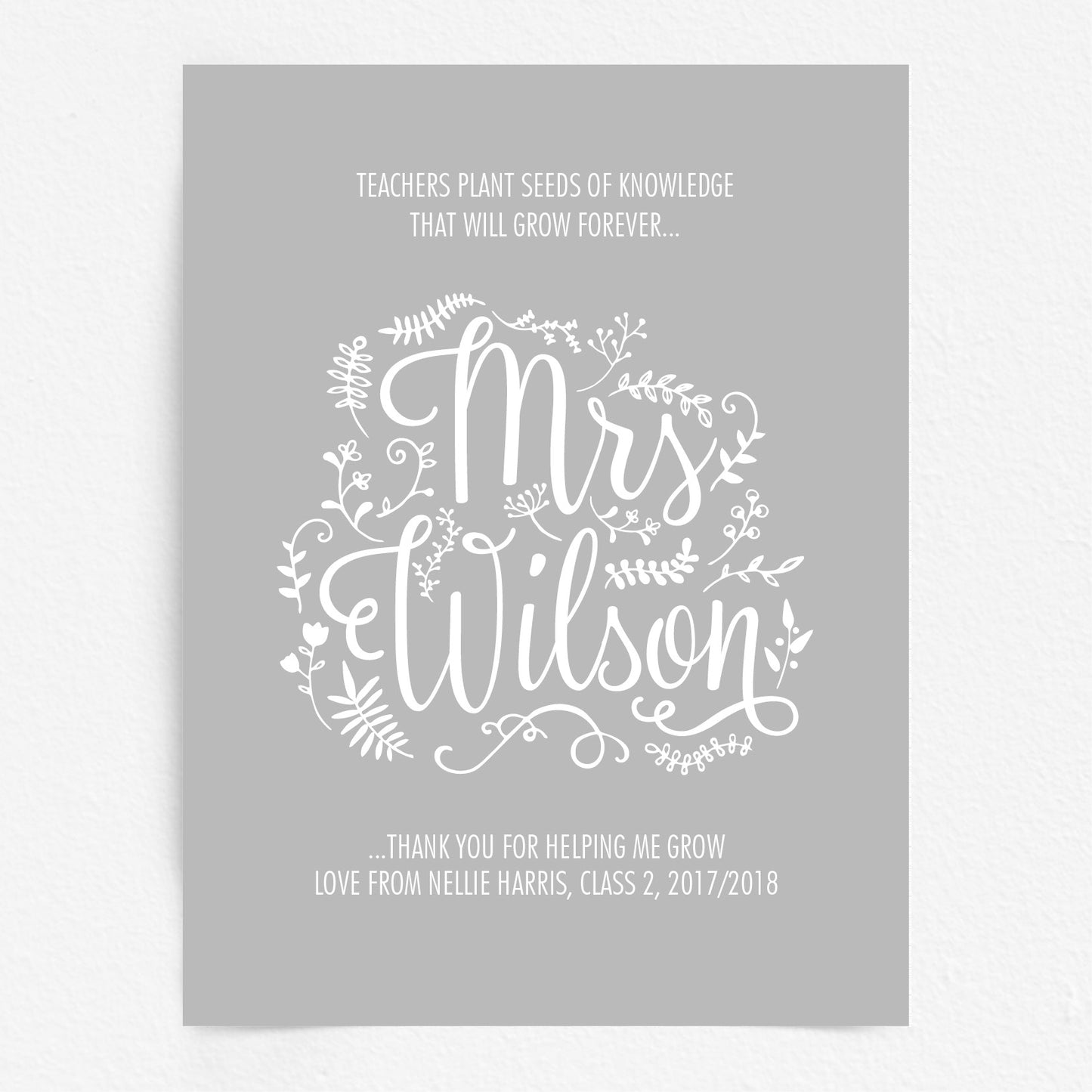 Custom Teacher Print - Thank you for helping me grow