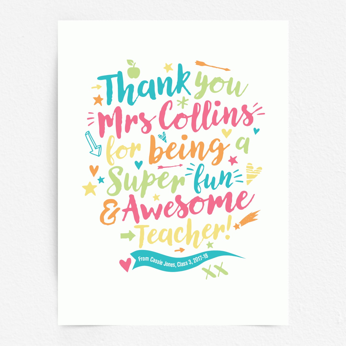 Custom Teacher Print - Thanks for being Awesome!