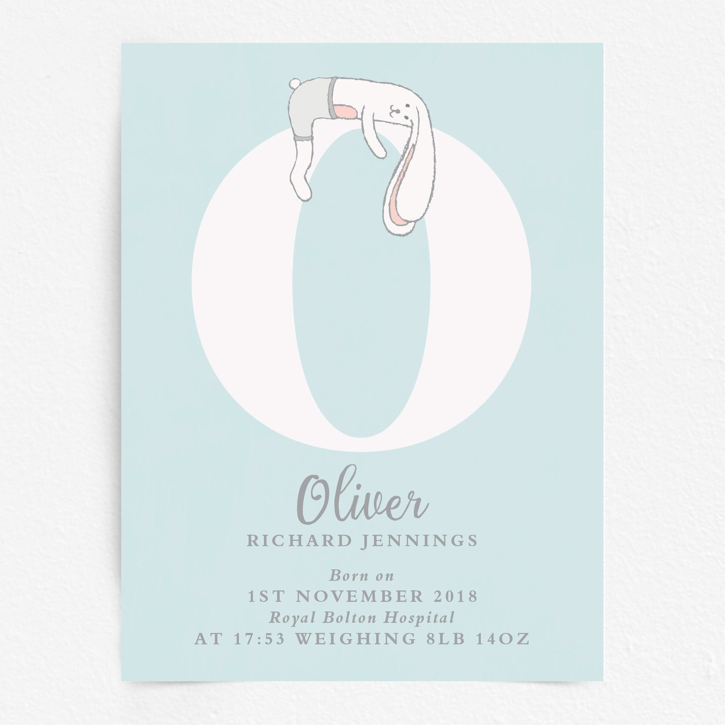 Custom Baby Print - Bunny Rabbit Initial