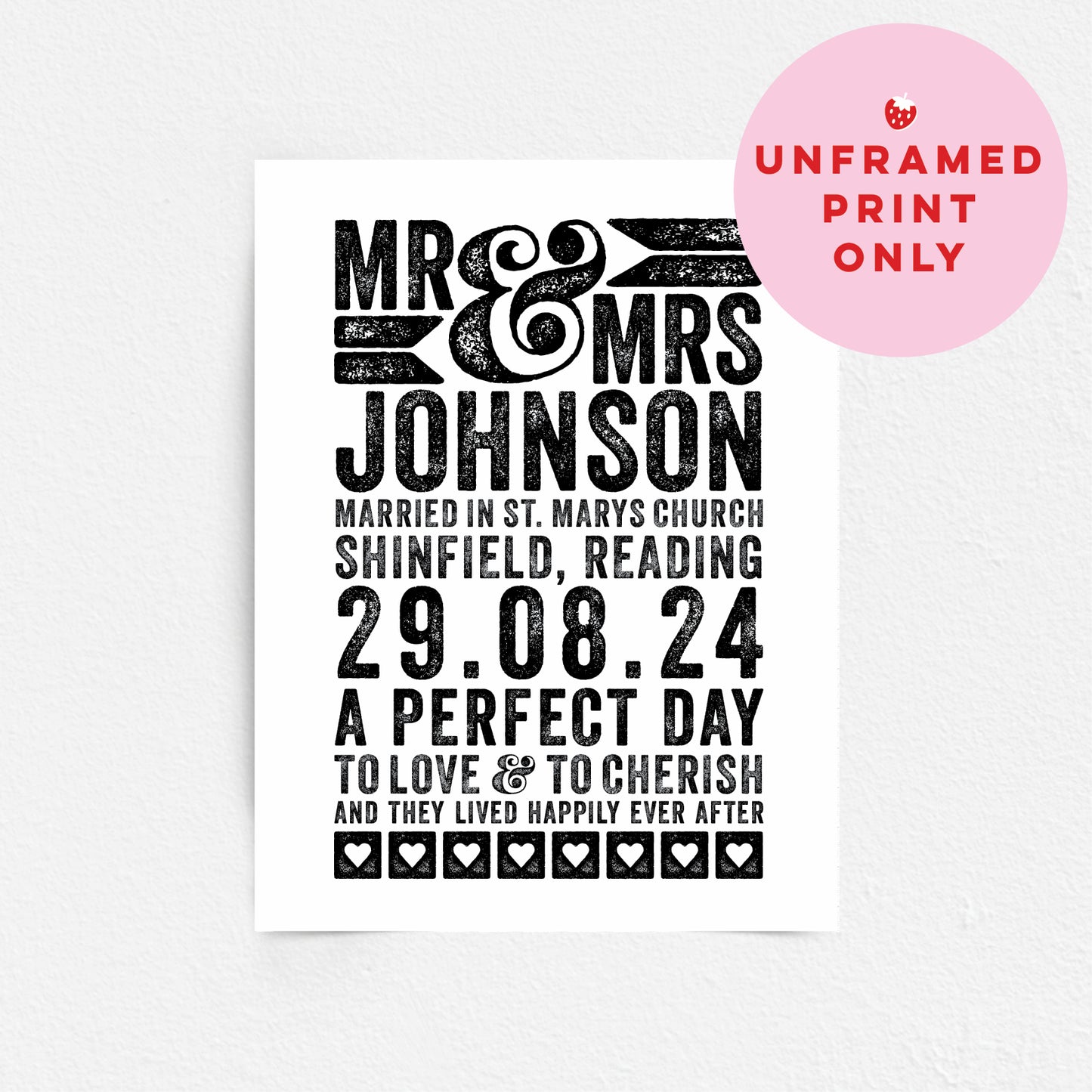 Custom Mr & Mrs Wedding Print - A Perfect Day
