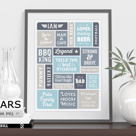 Custom Word Art Print - Retro Best Dad Details