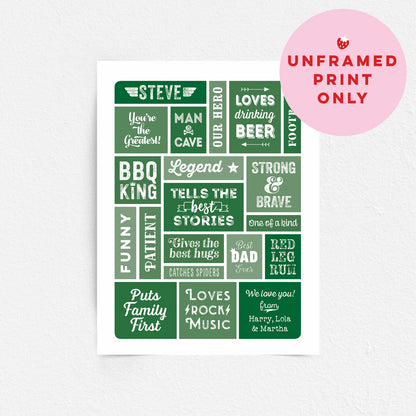 Custom Word Art Print - Retro Best Dad Details