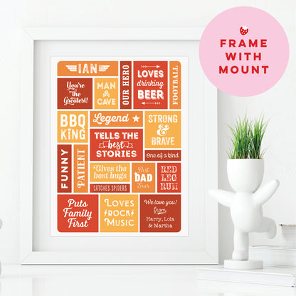 Custom Word Art Print - Retro Best Dad Details