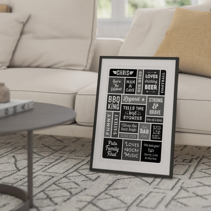 Custom Word Art Print - Retro Best Dad Details