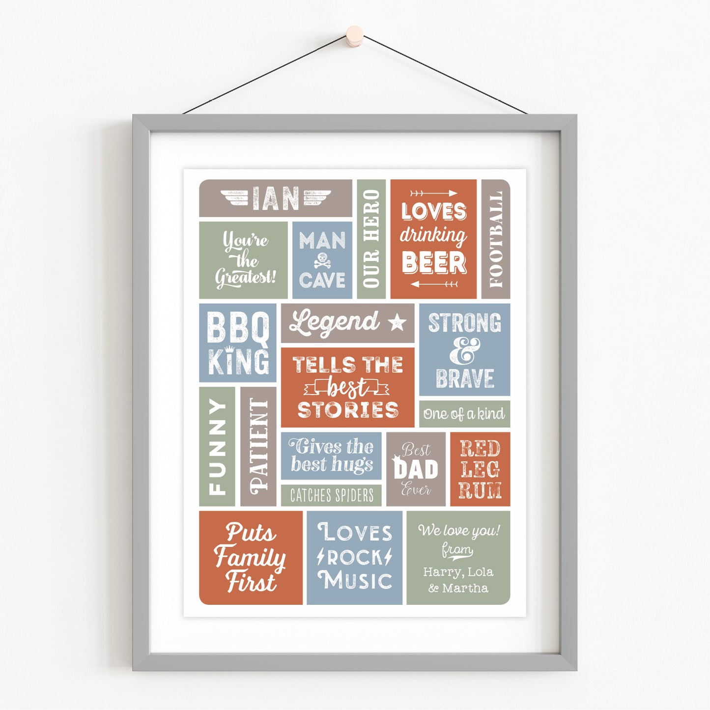Custom Word Art Print - Retro Best Dad Details