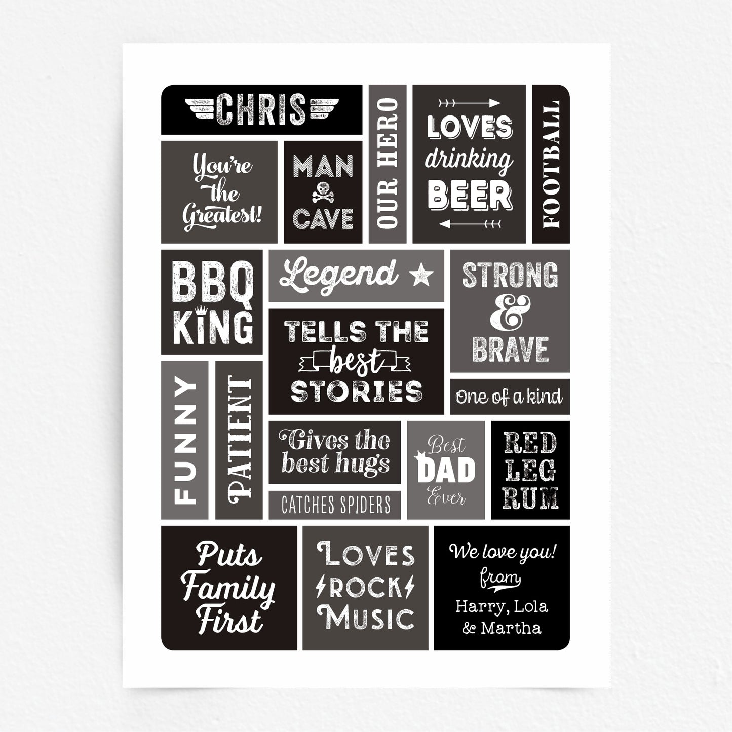 Custom Word Art Print - Retro Best Dad Details