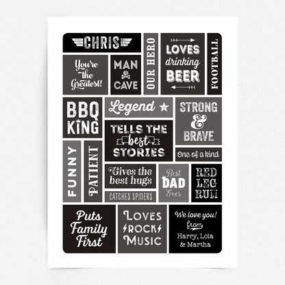 Custom Word Art Print - Retro Best Dad Details