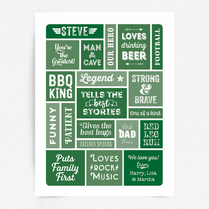 Custom Word Art Print - Retro Best Dad Details