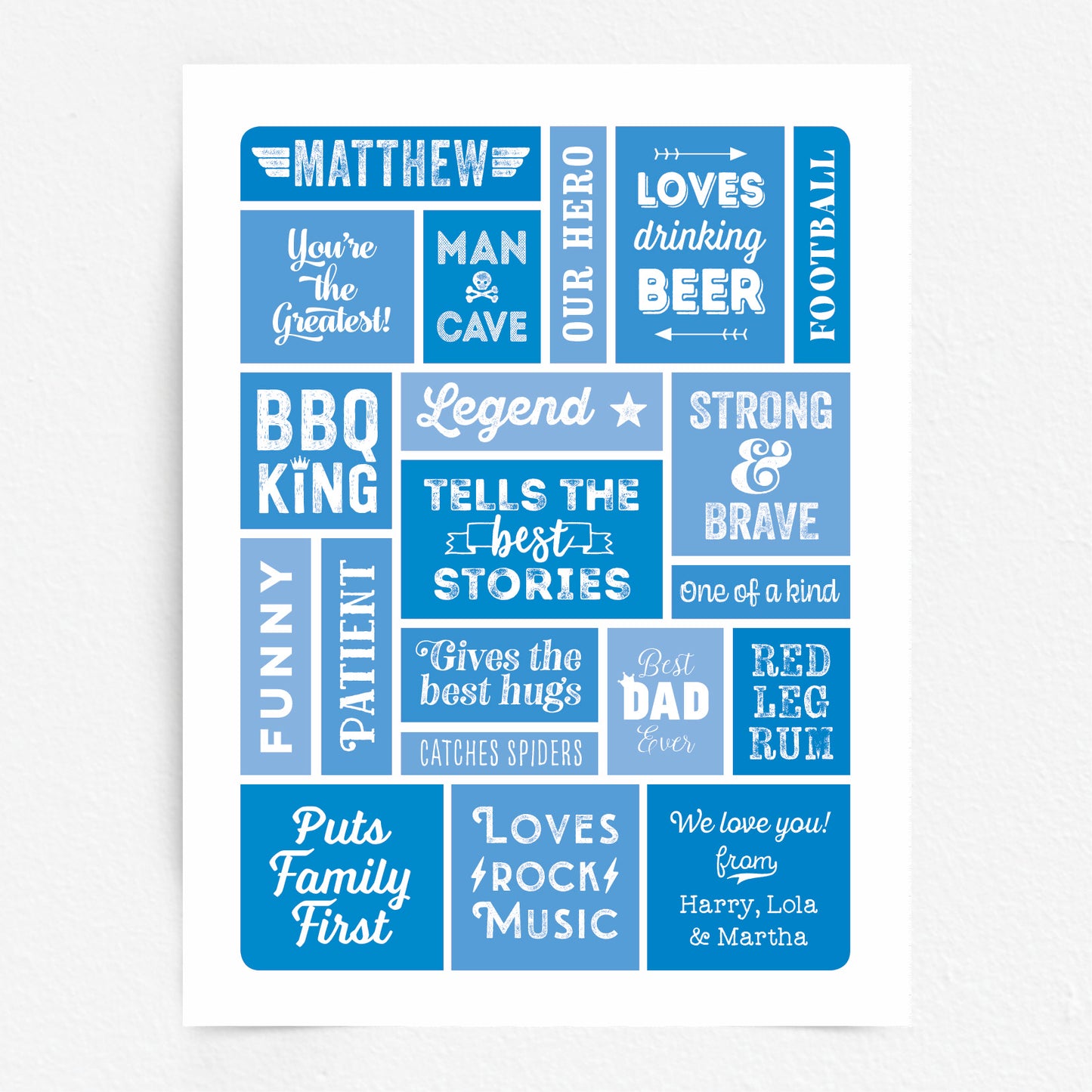 Custom Word Art Print - Retro Best Dad Details