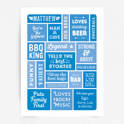 Custom Word Art Print - Retro Best Dad Details