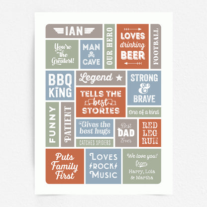 Custom Word Art Print - Retro Best Dad Details