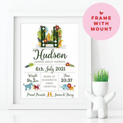 Custom Baby Print - Safari Animals Initial