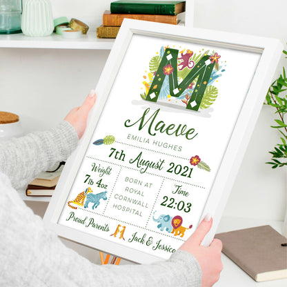 Custom Baby Print - Safari Animals Initial