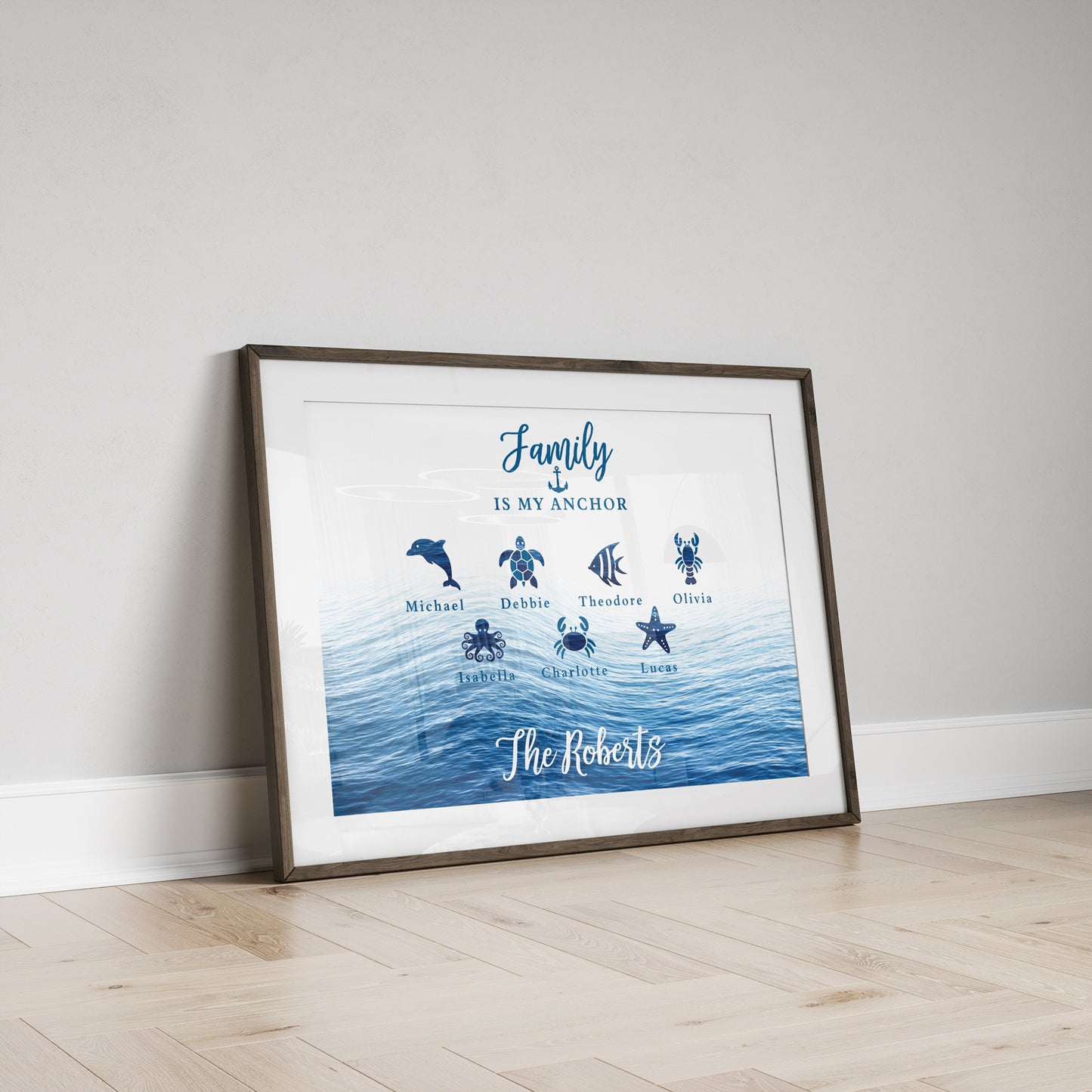 Custom Family Names Print - Nautical Sea Creatures