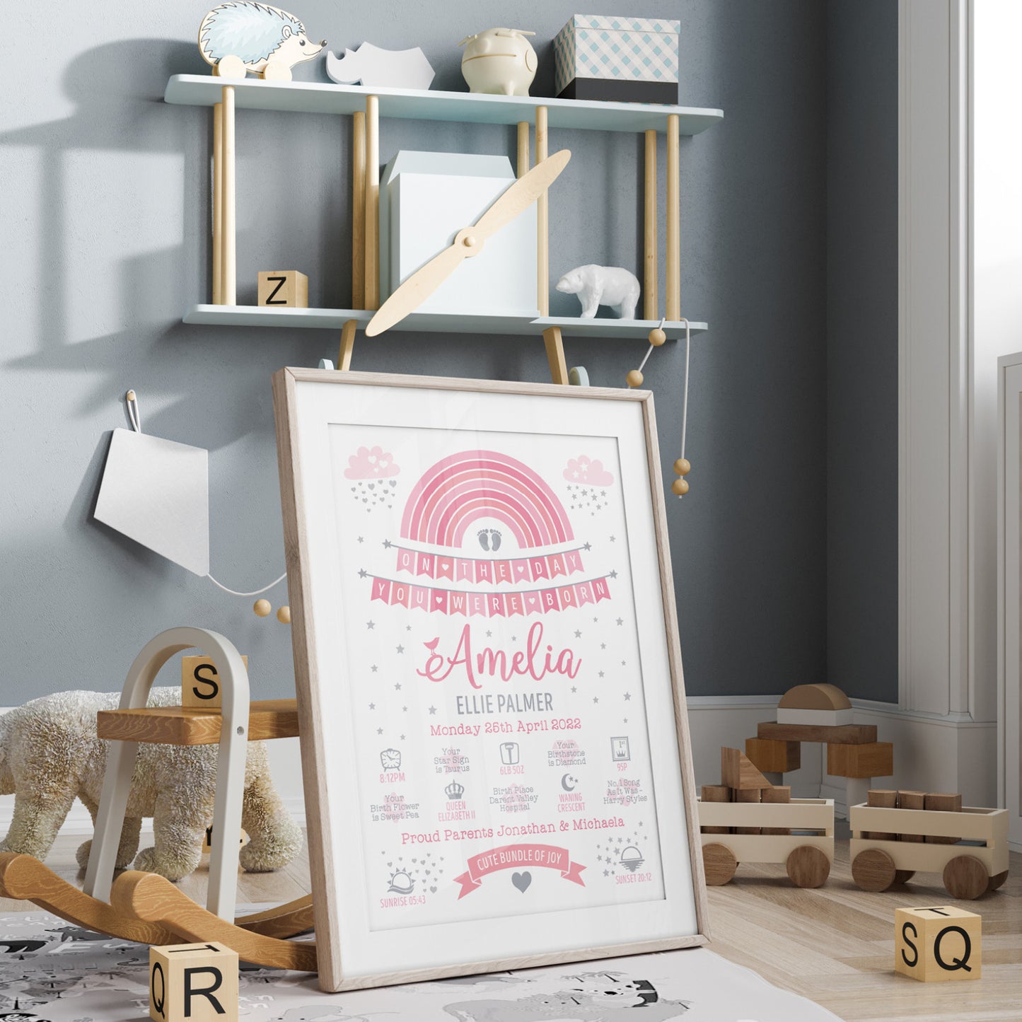 Custom Baby Print - Girl Rainbow Bunting