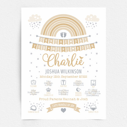Custom Baby Print - Boy Rainbow Bunting
