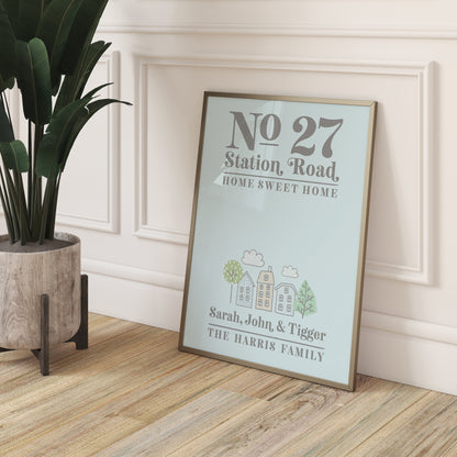 Custom Home Print - Address and Family Names