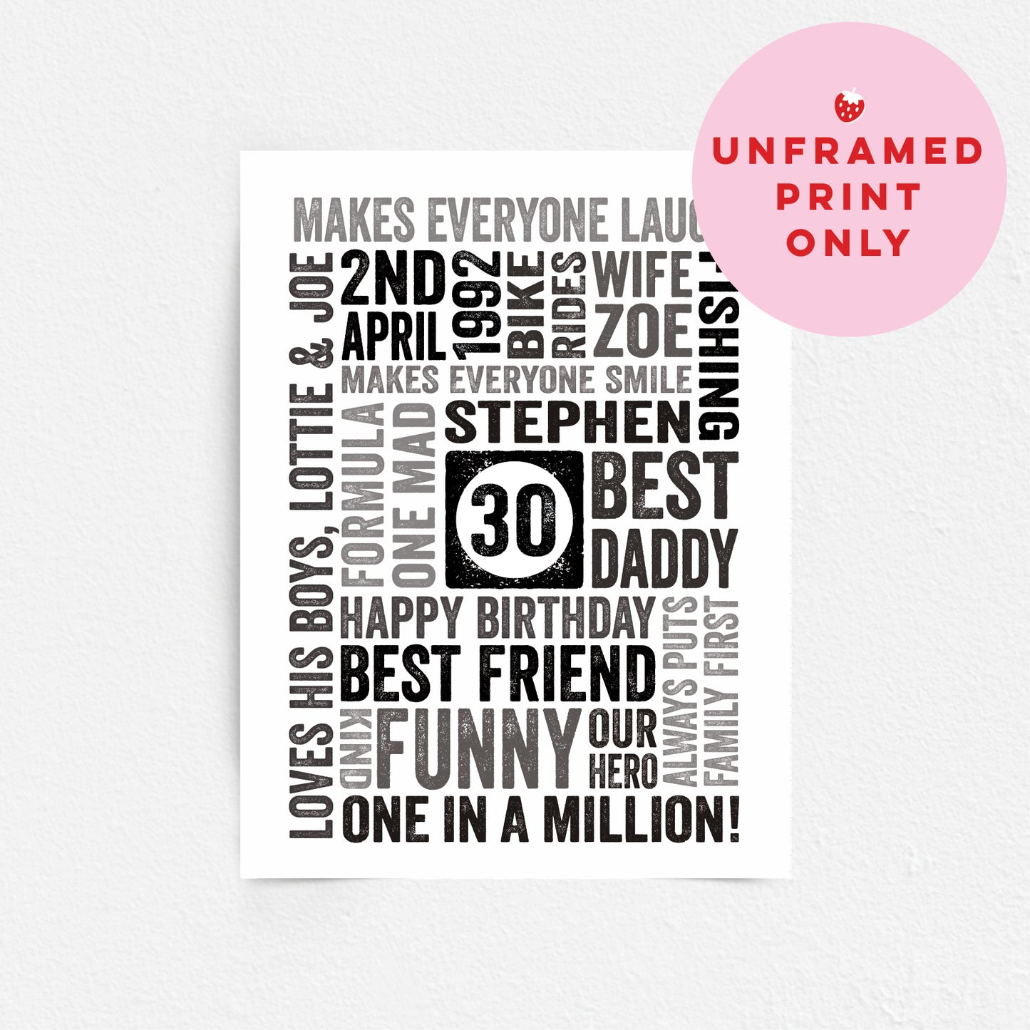 Custom Word Art Print - Milestone Birthday